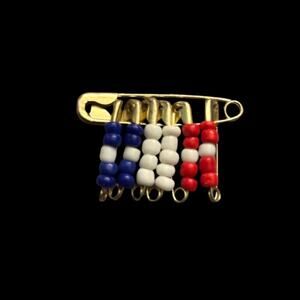 Vintage Tiny Red White & Blue Beaded Safety Pins Pin